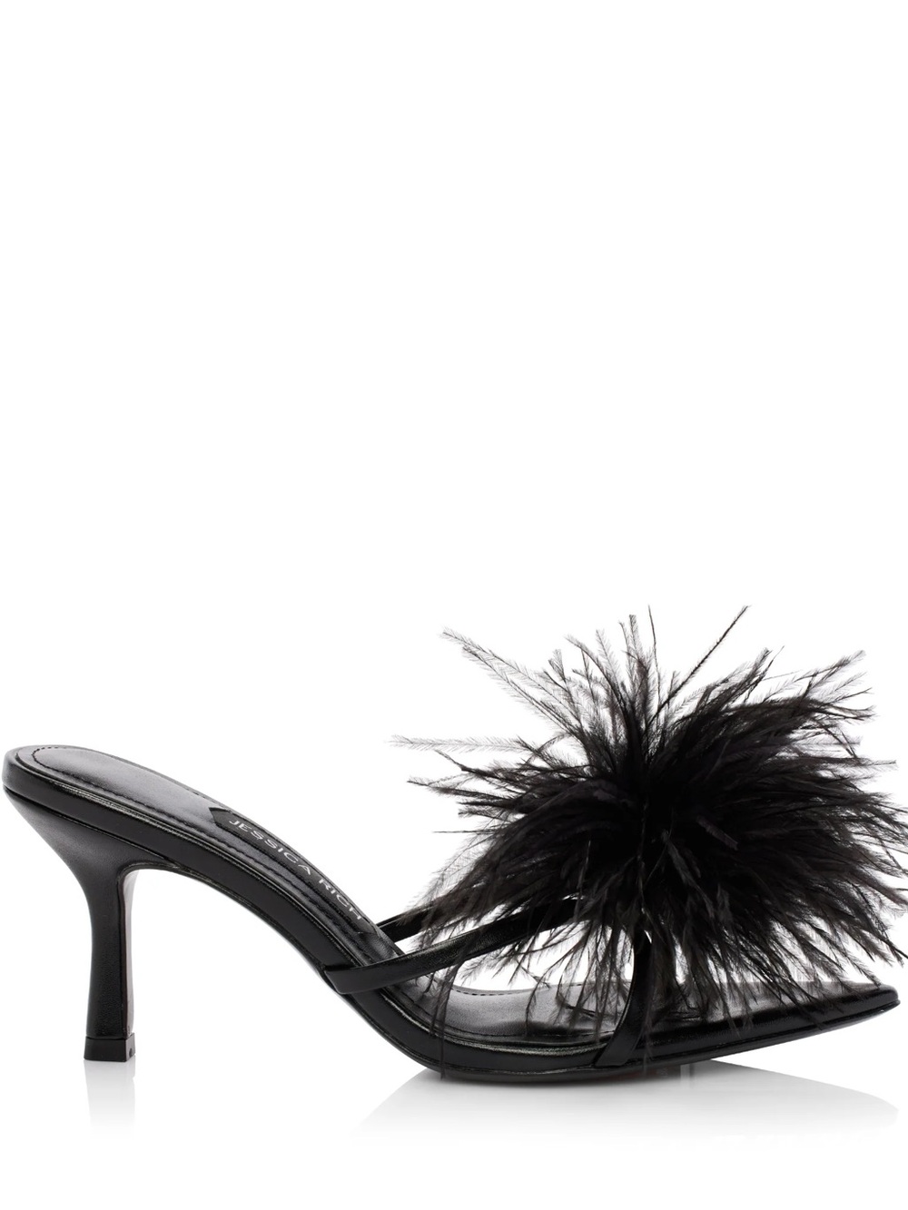 Jessica Rich Malina Feather Kitten Heel Mule Black Noir Size EU 36 / US 5.5 - 6